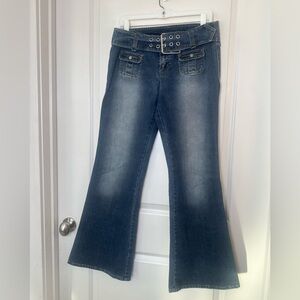 Vintage Y2K Weathervane Jeanswear Low Rise Studded Belt Flare Jeans, S/M